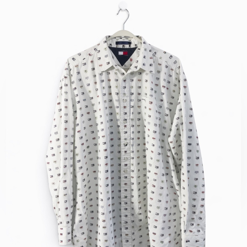 Tommy Hilfiger Vintage Multicolor Long Sleeve Collared Button-Down Shirt Size XL